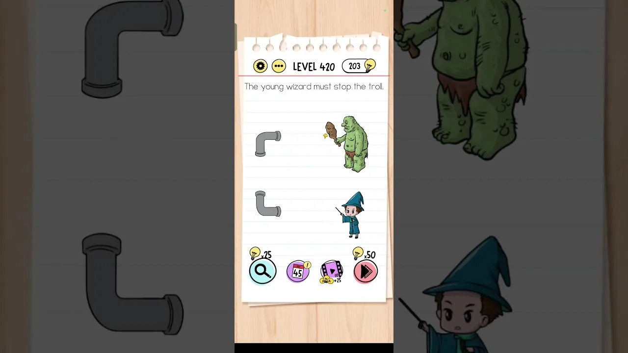 Brain Test Level 420 The young wizard must stop Answer gameplay screenshot
