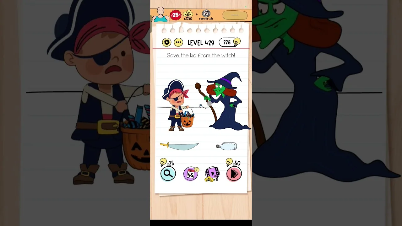Brain Test Level 429 Save the kid from the witch Answer gameplay screenshot