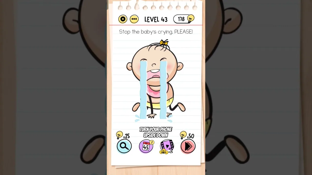 Brain Test Level 43 Stop the baby's crying, PLEASE! gameplay screenshot