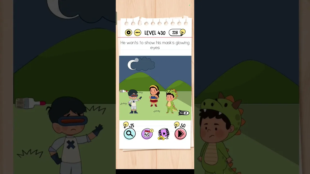 Brain Test Level 430 He wants to show his mask’s Answer gameplay screenshot
