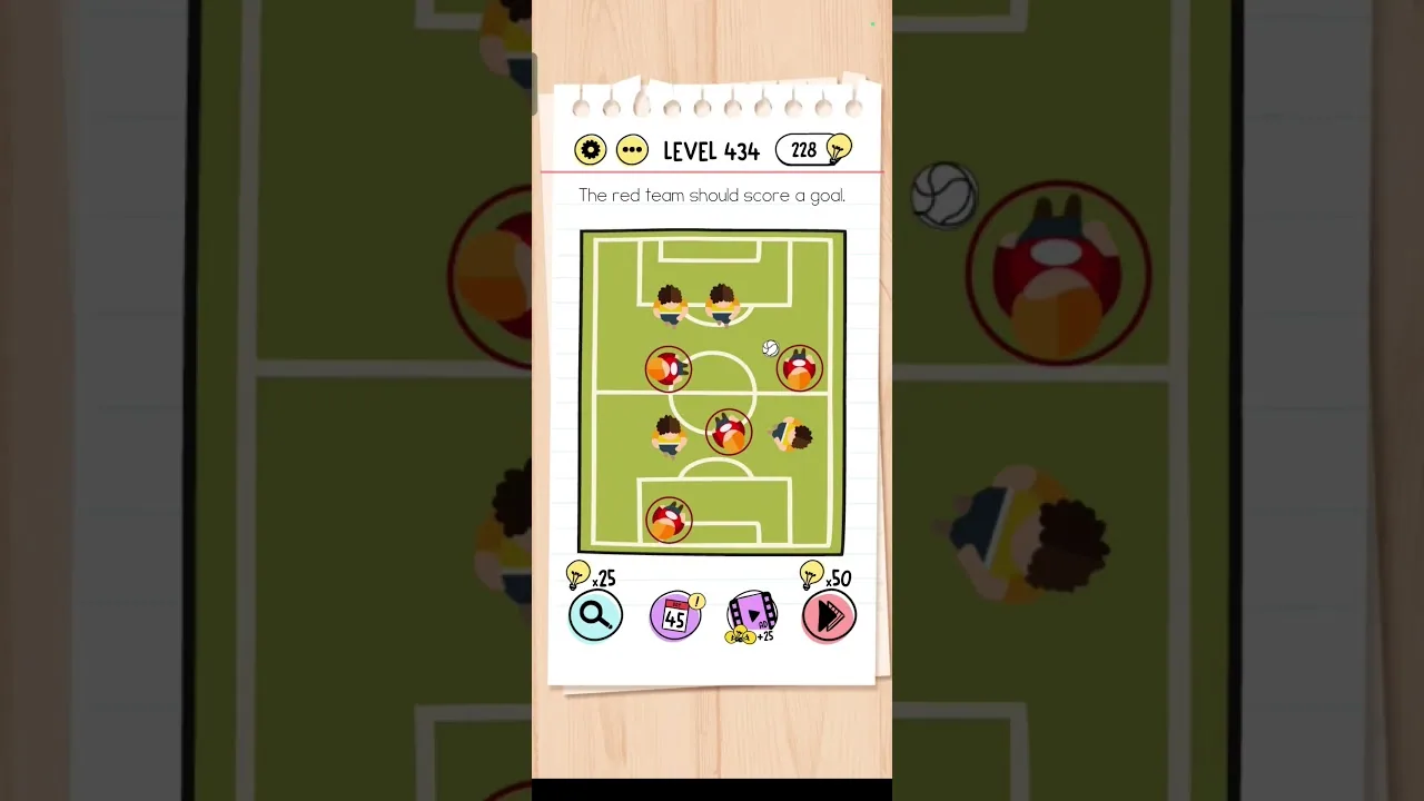 Brain Test Level 434 The red team should score a goal Answer gameplay screenshot