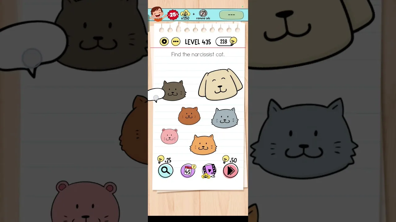 Brain Test Level 435 Find the narcissist cat Answer gameplay screenshot