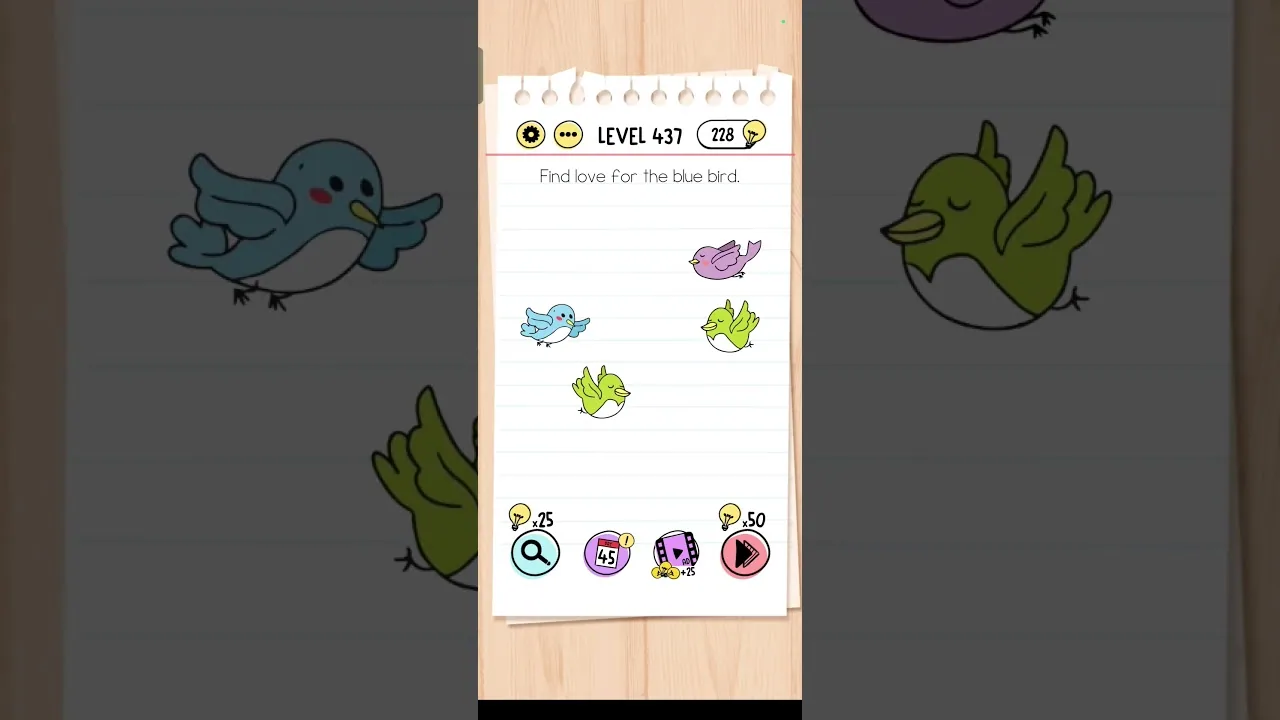 Brain Test Level 437 Find love for the blue bird Answer gameplay screenshot