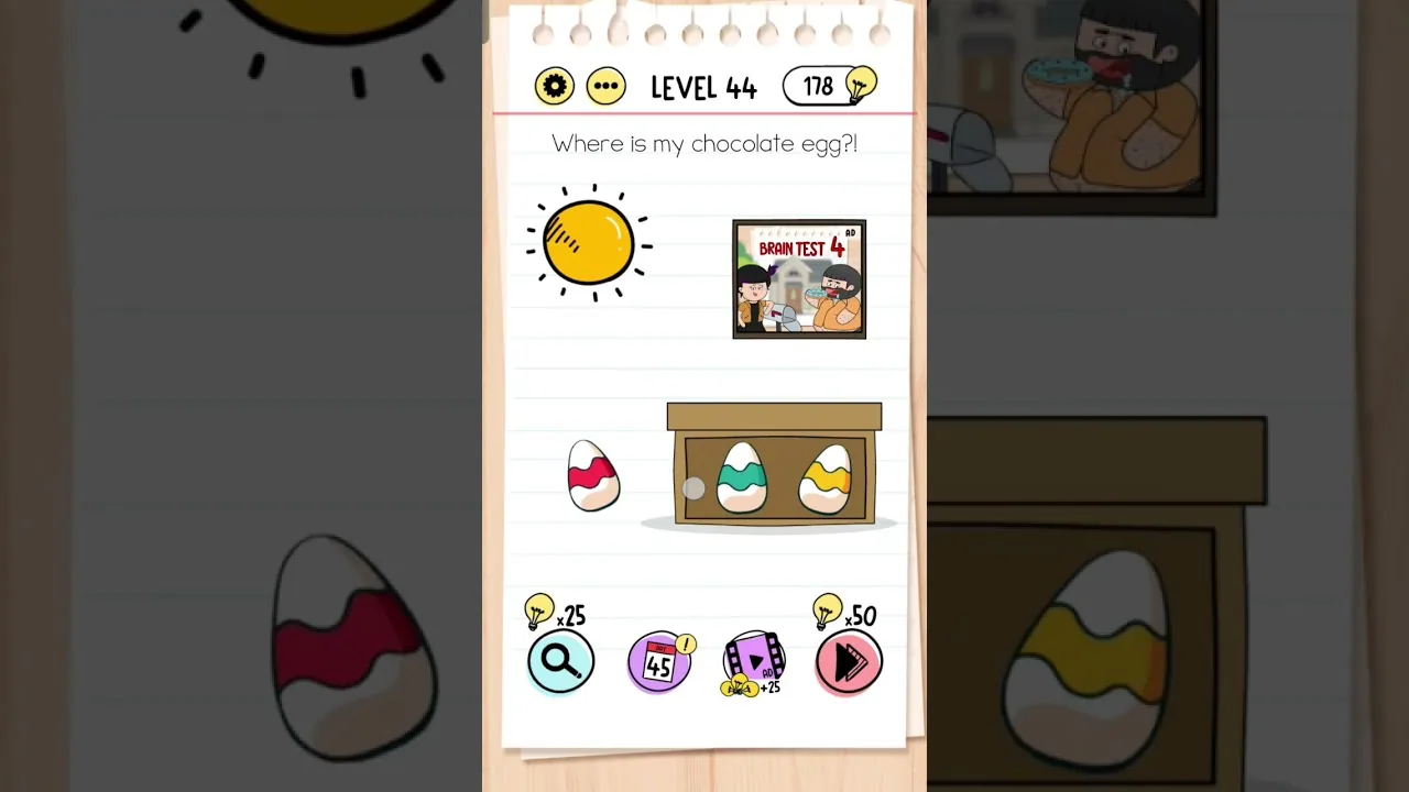 Brain Test Level 44 Where is my chocolate egg?! gameplay screenshot
