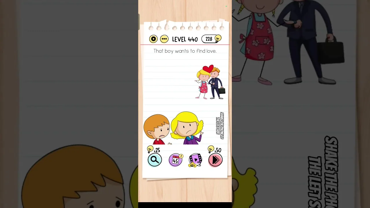 Brain Test Level 440 That boy wants to find love Answer gameplay screenshot