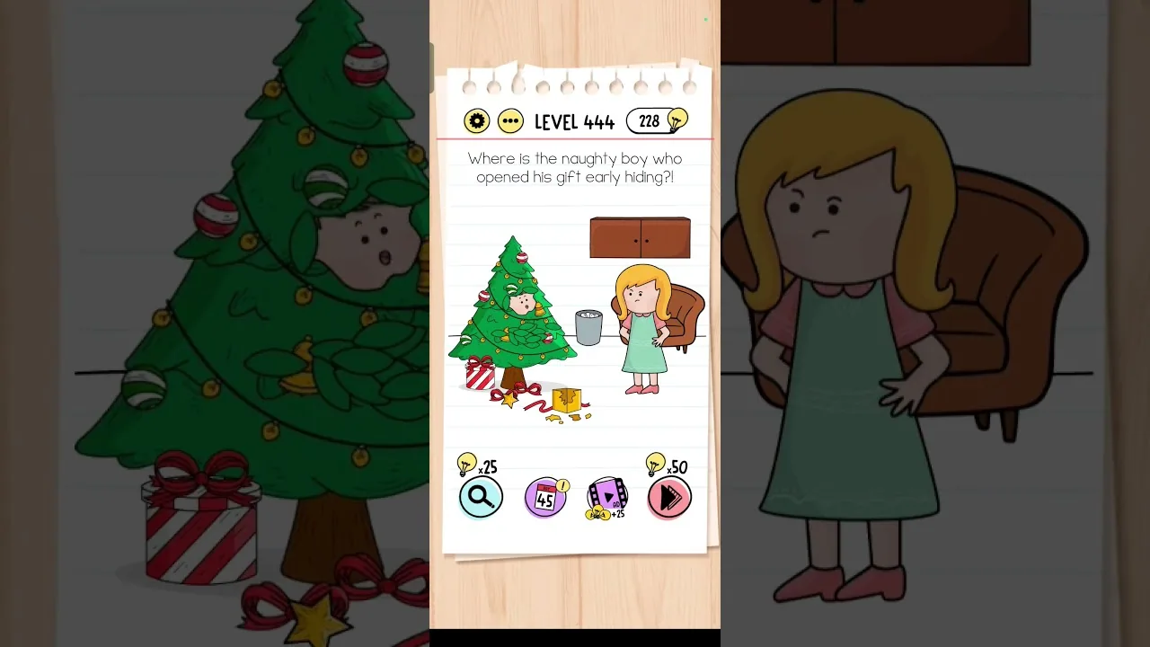 Brain Test Level 444 Where is the naughty Answer gameplay screenshot