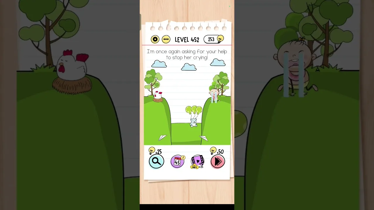 Brain Test Level 452 I’m once again asking for your help to stop her crying gameplay screenshot
