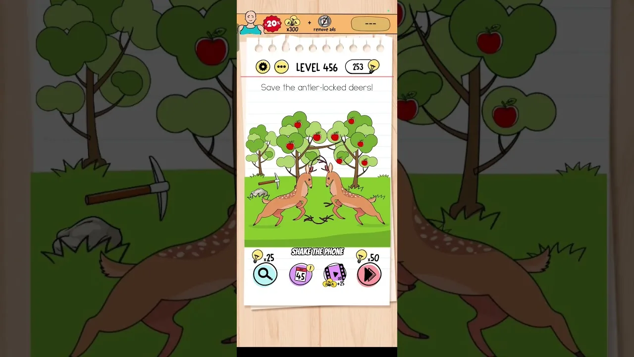 Brain Test Level 456 Save the antler-locked deers gameplay screenshot