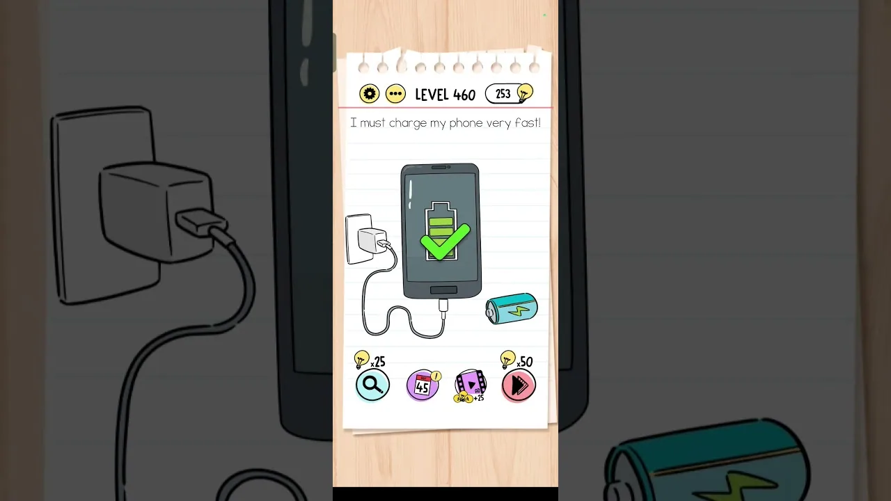 Brain Test Level 460 I must charge my phone very fast gameplay screenshot