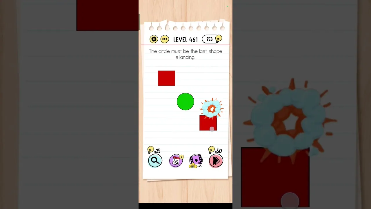 Brain Test Level 461 The circle must be the last shape standing gameplay screenshot