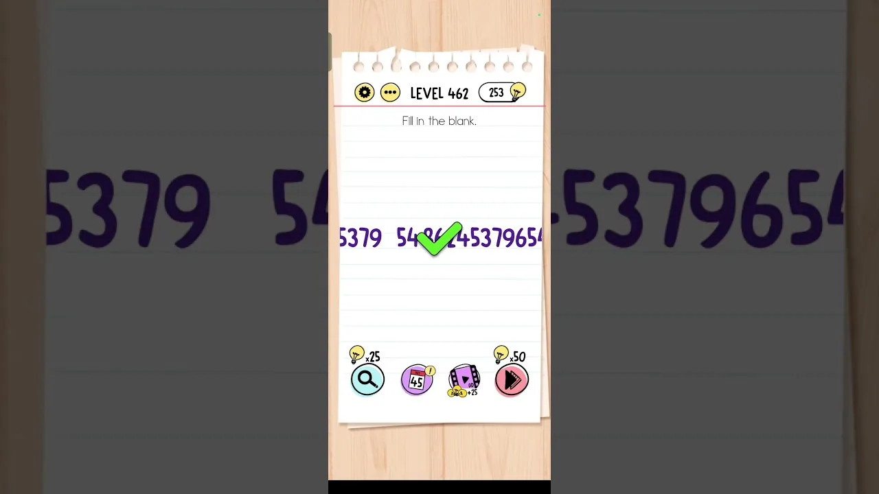 Brain Test Level 462 Fill in the blank gameplay screenshot