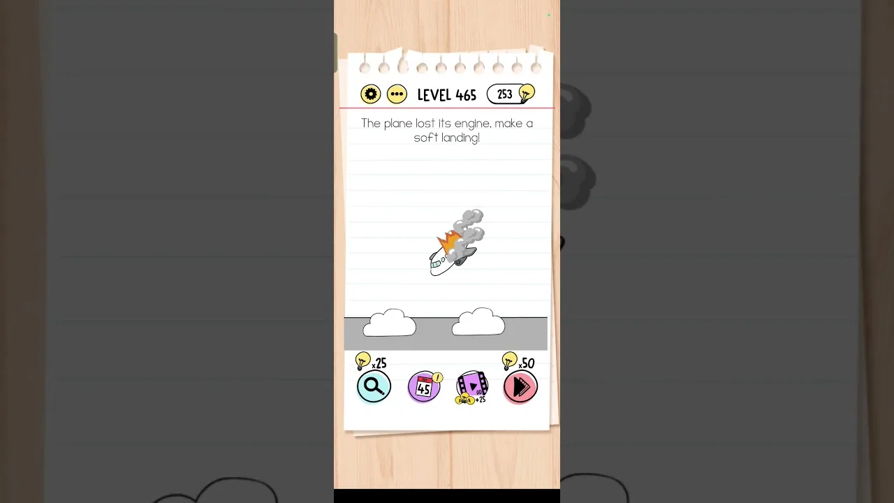 Brain Test Level 465 The plane lost its engine. make a soft landing gameplay screenshot