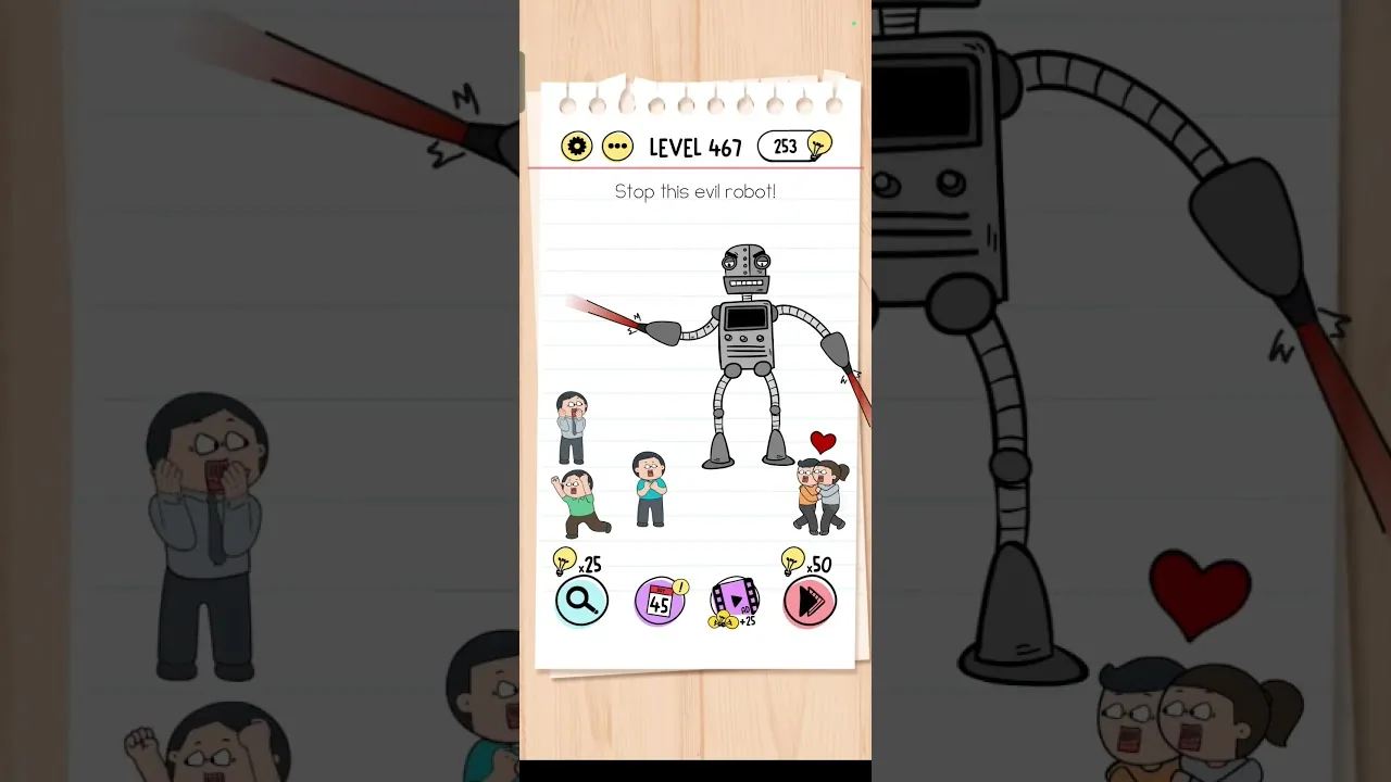 Brain Test Level 467 Stop this evil robot gameplay screenshot