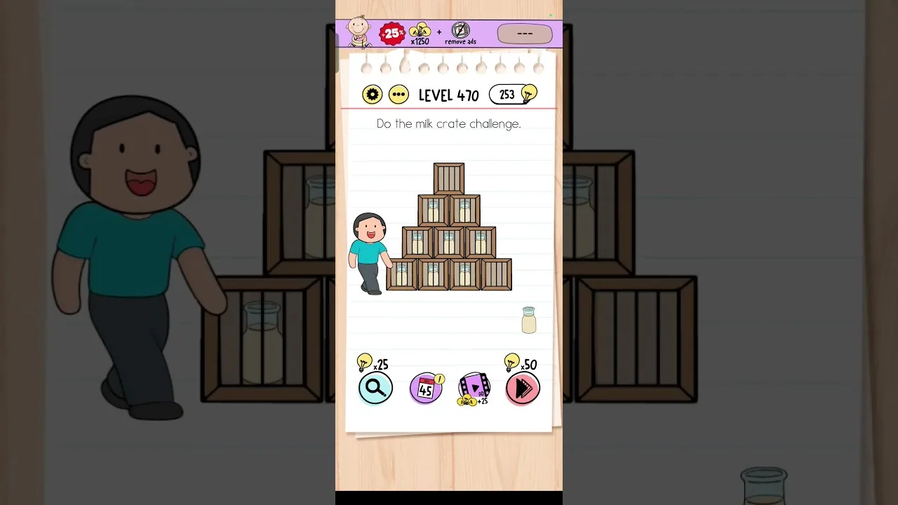 Brain Test Level 470 Do the milk crate challenge gameplay screenshot