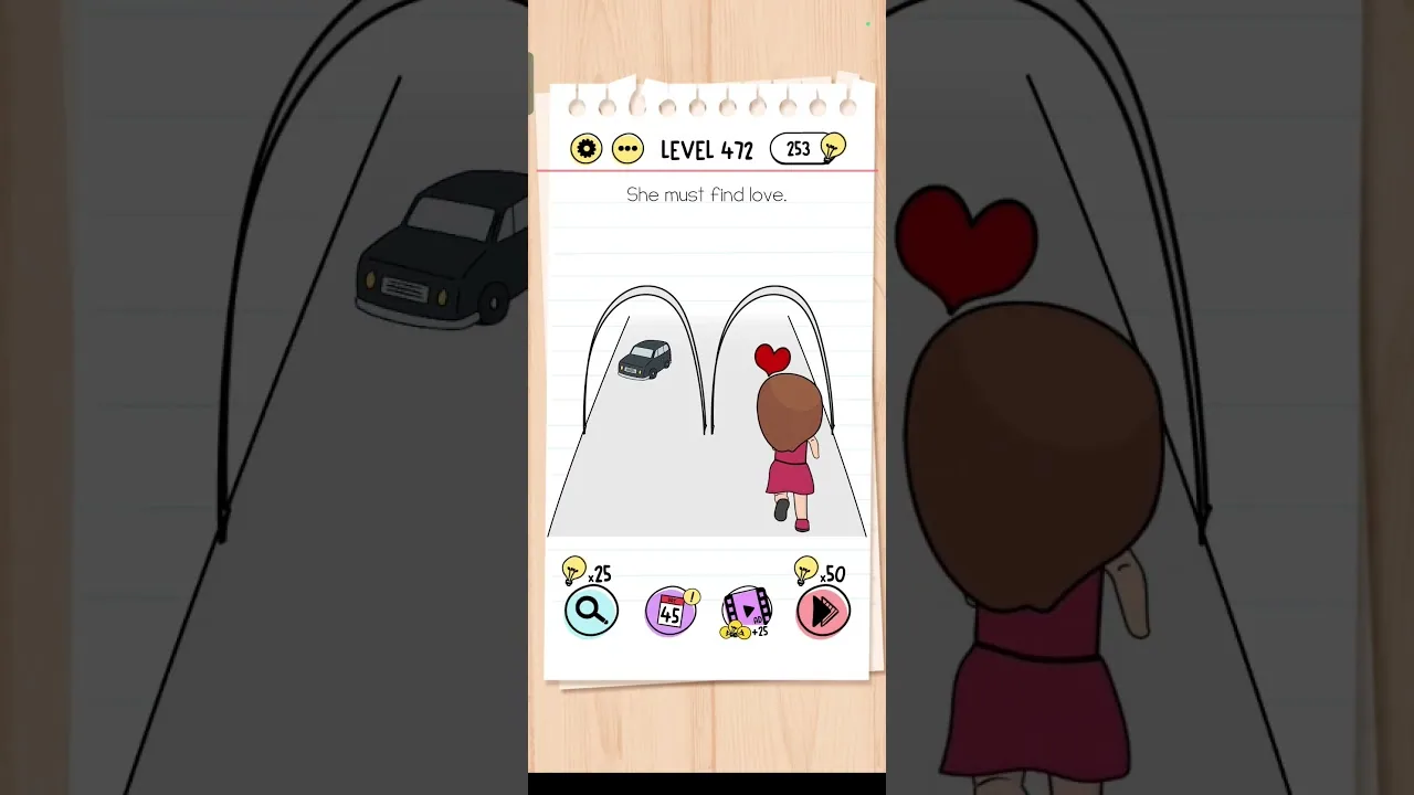Brain Test Level 472 She must find love gameplay screenshot