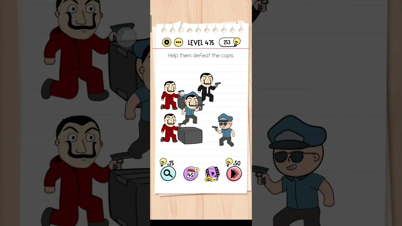 Brain Test Level 475 Help them defeat the cops gameplay screenshot