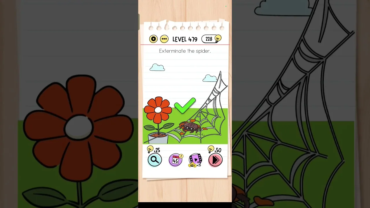 Brain Test Level 479 Exterminate the spider. gameplay screenshot