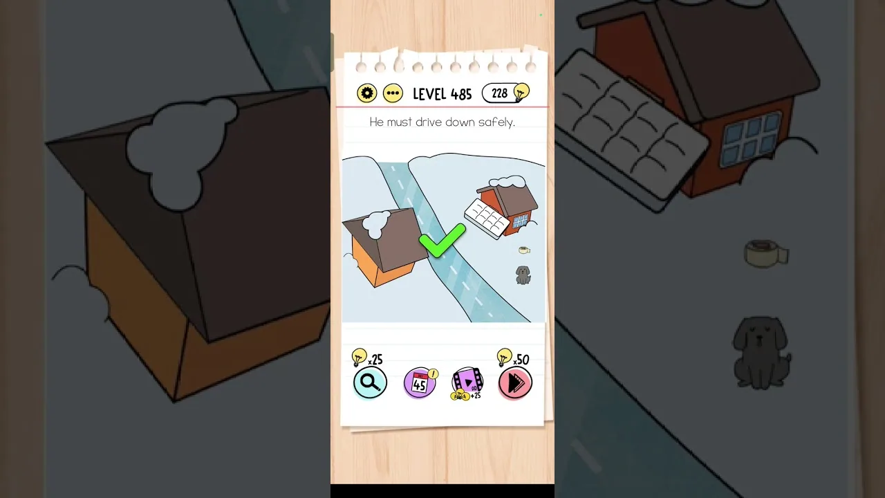 Brain Test Level 485 He must drive down safely. gameplay screenshot