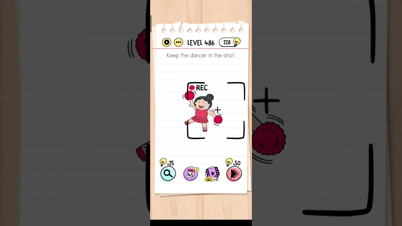 Brain Test Level 486 Keep the dancer in the shot. gameplay screenshot