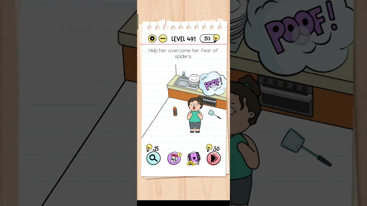 Brain Test Level 491 Help her overcome her fear of spiders. gameplay screenshot