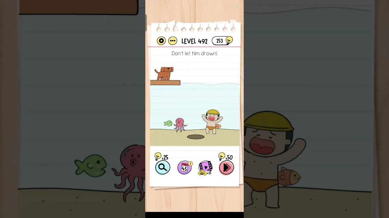 Brain Test Level 492 Don't let him drown! gameplay screenshot