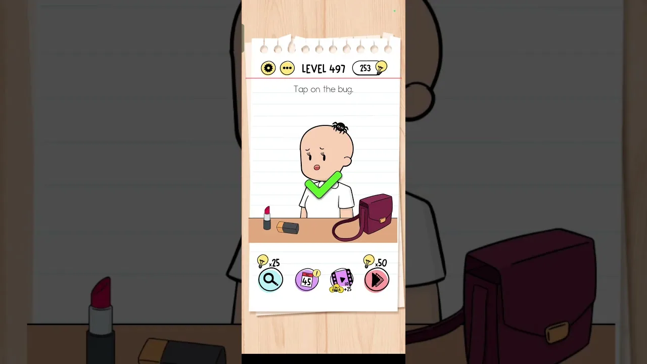 Brain Test Level 497 Tap on the bug. gameplay screenshot