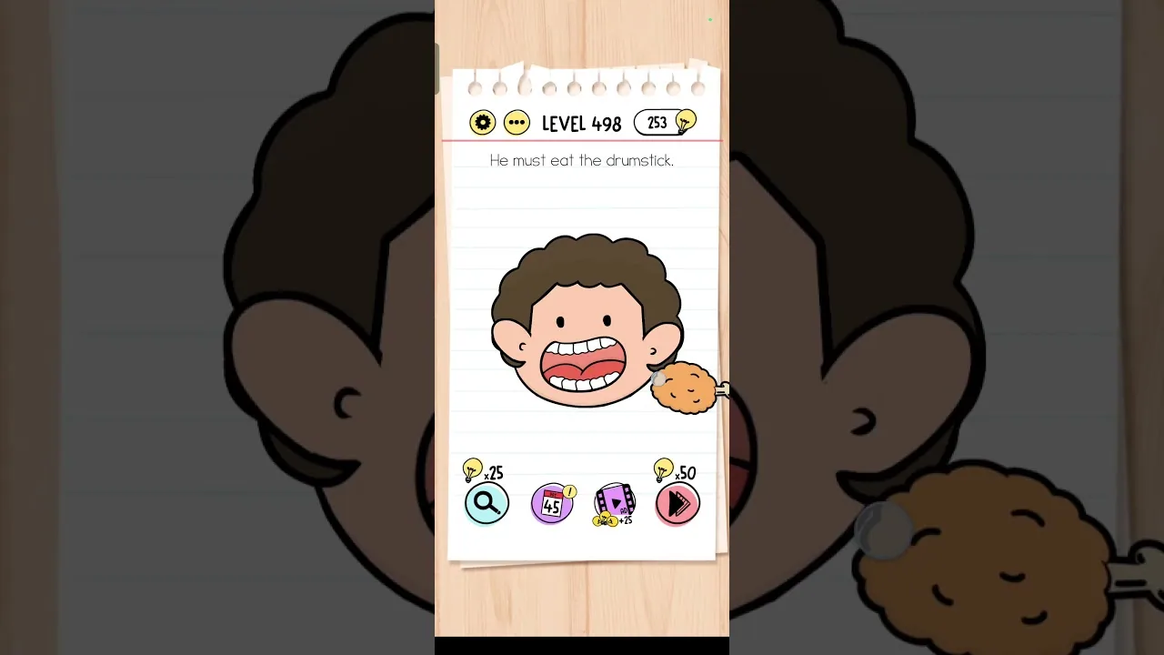Brain Test Level 498 He must eat the drumstick. gameplay screenshot