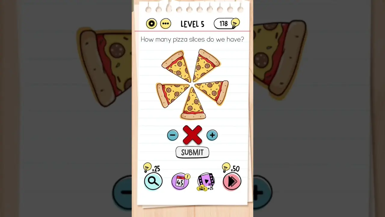 Brain Test Level 5 How many pizza slices do we have? gameplay screenshot