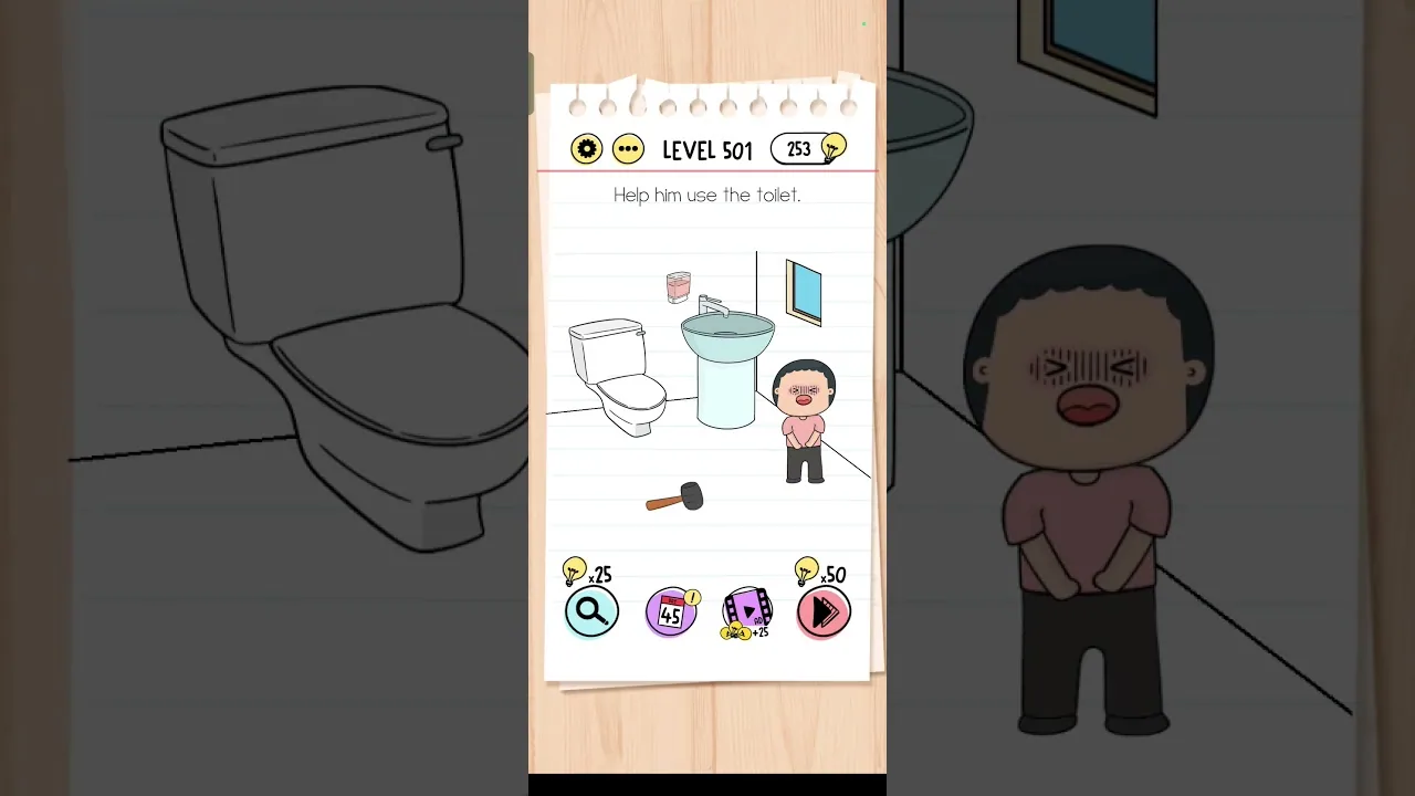 Brain Test Level 501 Help him use the toilet. gameplay screenshot