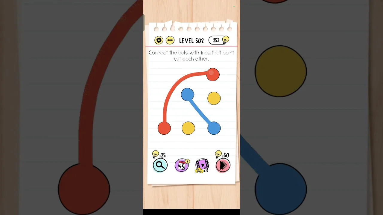 Brain Test Level 502 Connect the balls with lines that don't cut each other. gameplay screenshot