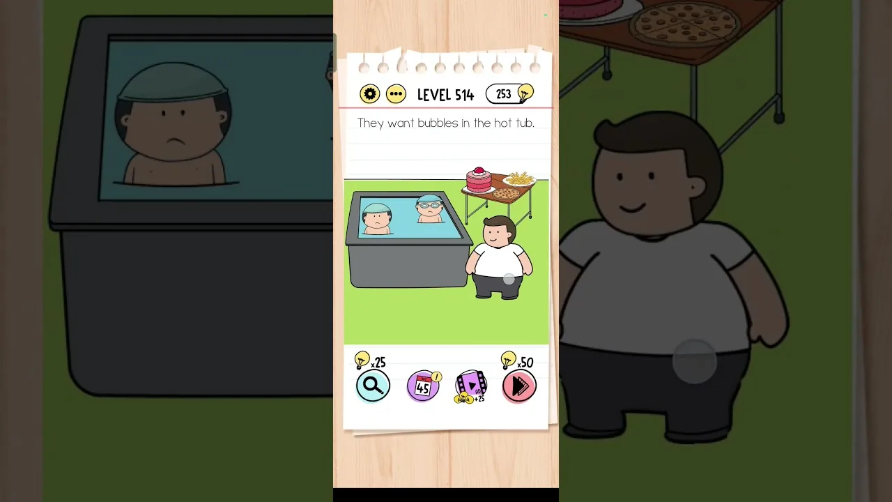 Brain Test Level 514 They want bubbles in the hot tub gameplay screenshot