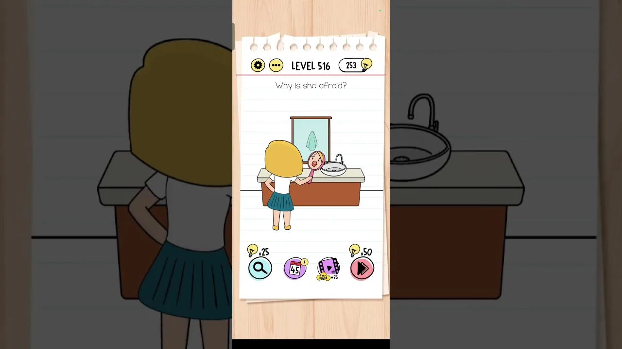 Brain Test Level 516 Why is she afraid? gameplay screenshot