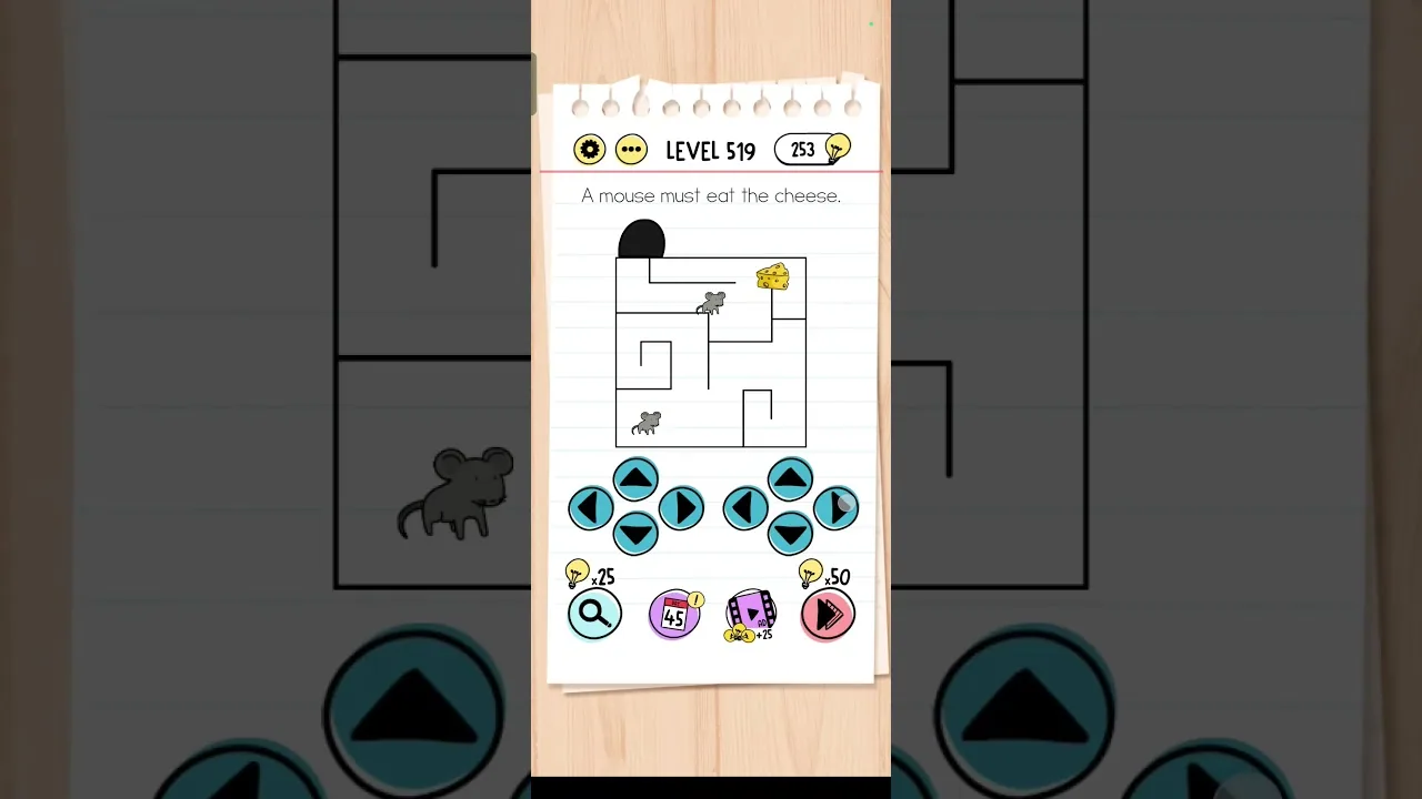 Brain Test Level 519 A mouse must eat the cheese. gameplay screenshot