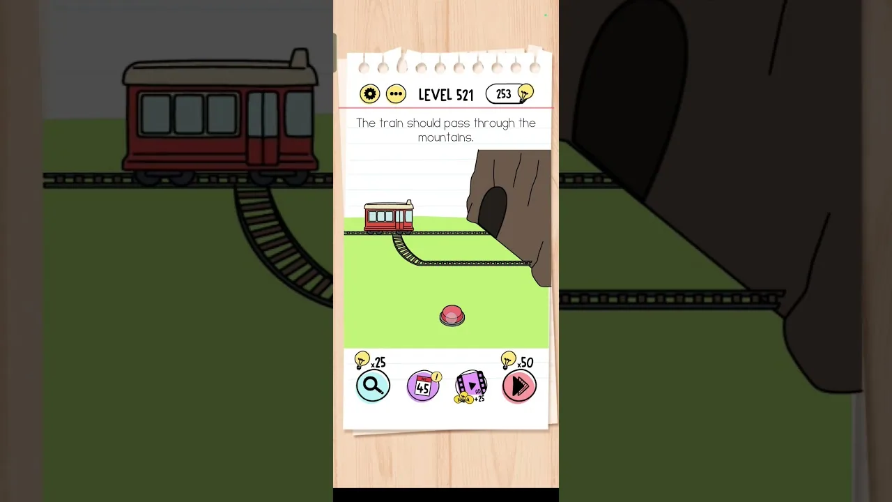 Brain Test Level 521 The train should pass through the mountains. gameplay screenshot