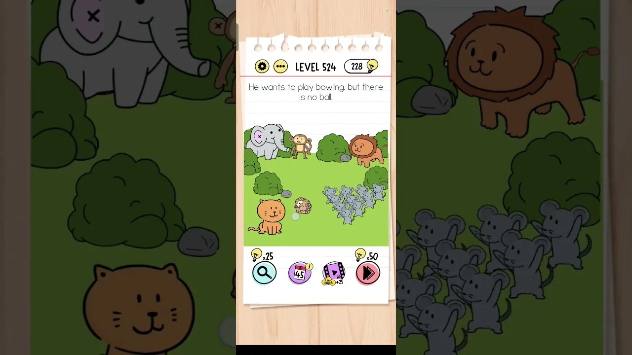 Brain Test Level 524 He wants to play bowling, but there is no ball. gameplay screenshot