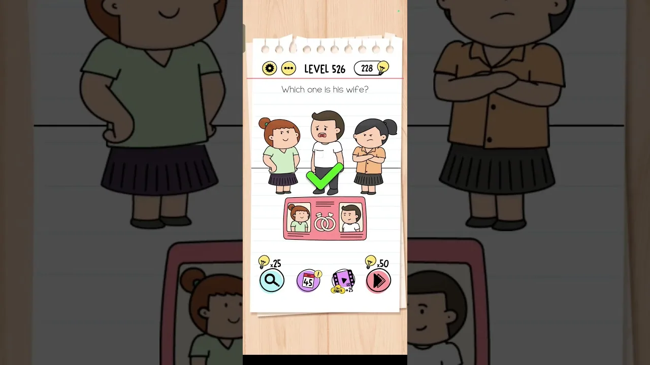 Brain Test Level 526 Which one is his wife? gameplay screenshot
