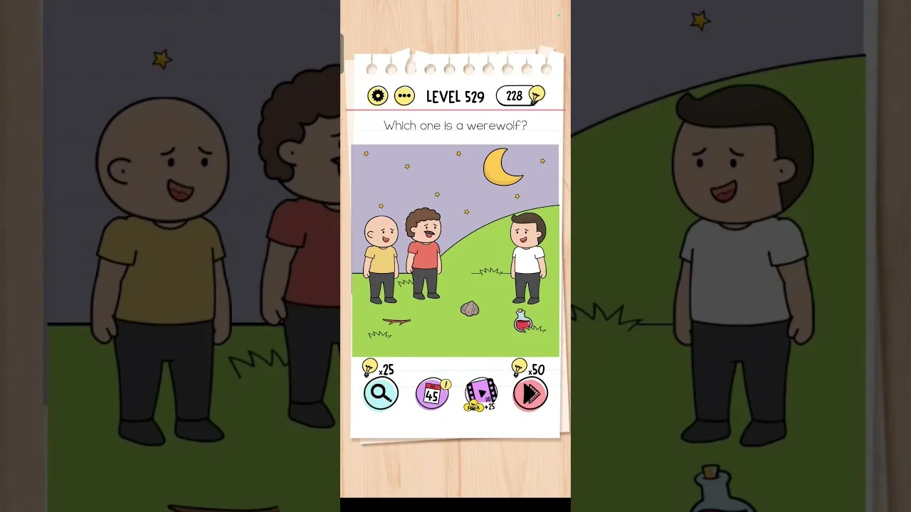 Brain Test Level 529 Which one is a werewolf? gameplay screenshot