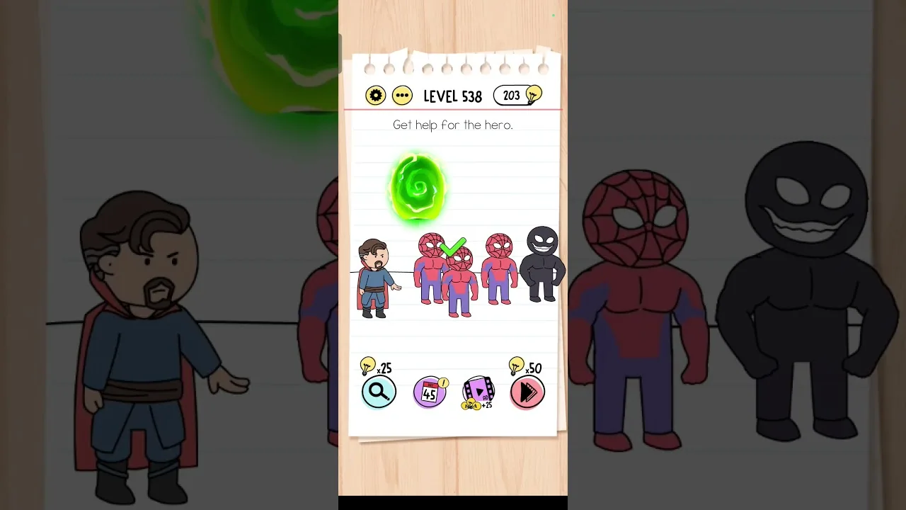 Brain Test Level 538 Get help for the hero. gameplay screenshot