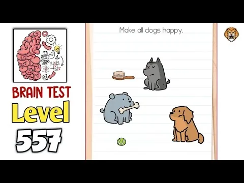 Brain Test Level 557 Make all dogs happy. gameplay screenshot
