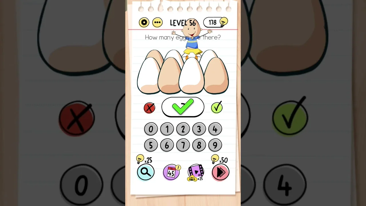 Brain Test Level 56 How many eggs are there gameplay screenshot