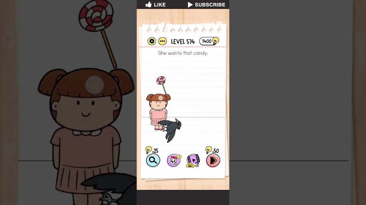 Brain Test Level 574 She wants that candy. gameplay screenshot