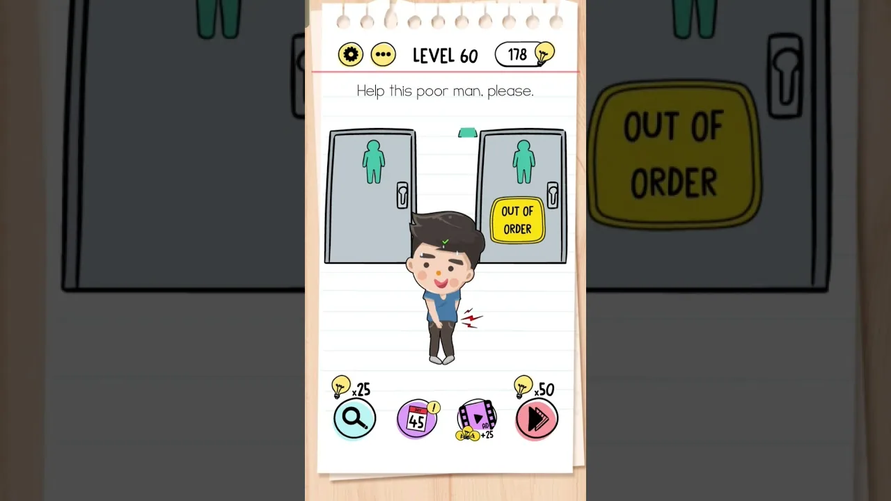Brain Test Level 60 Help this poor man, please gameplay screenshot