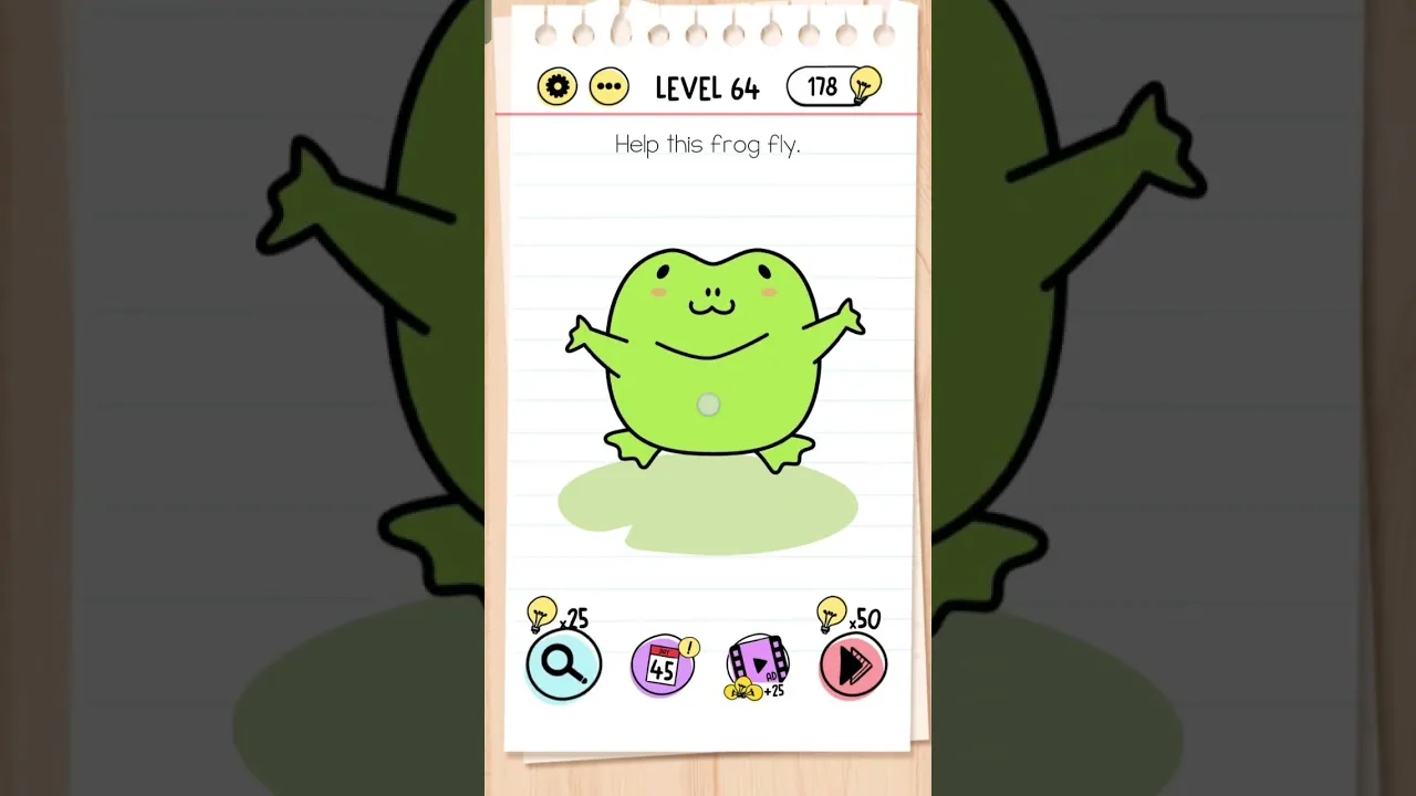 Brain Test Level 64 Help this frog fly. gameplay screenshot