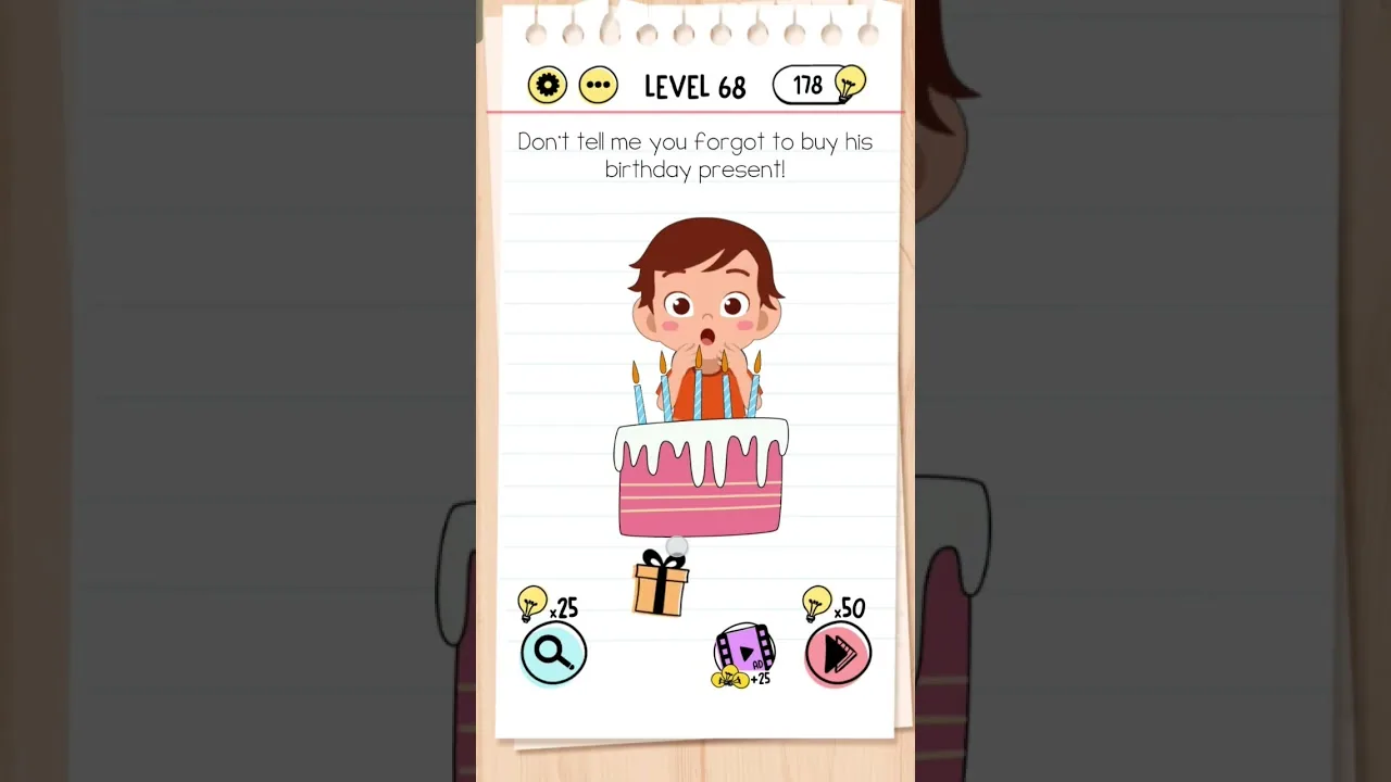 Brain Test Level 68 Don't tell me you forgot to buy his birthday present! gameplay screenshot