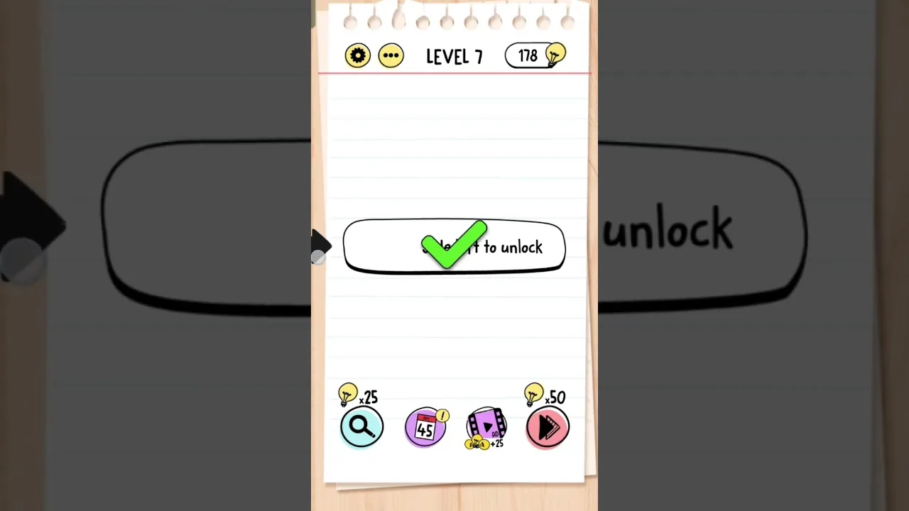 Brain Test Level 7 Slide left to unlock gameplay screenshot