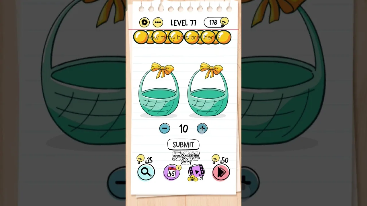 Brain Test Level 77 How many balls are there gameplay screenshot