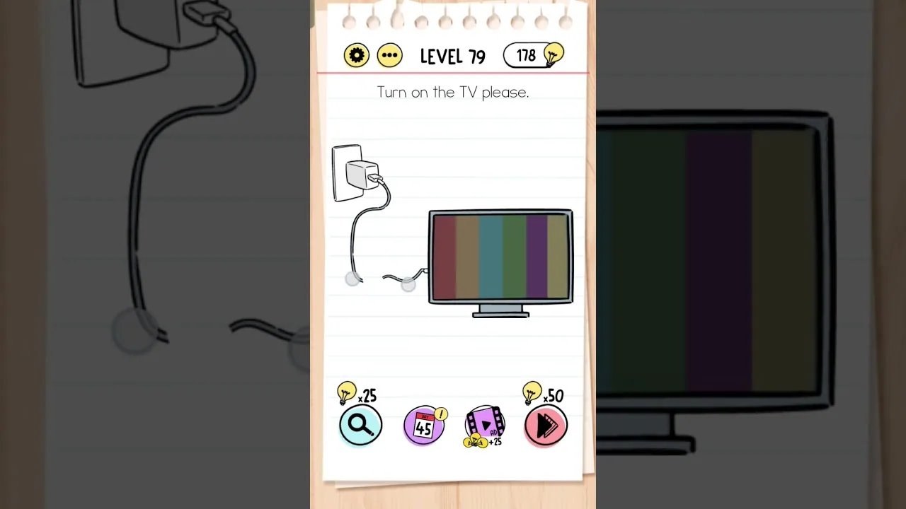 Brain Test Level 79 Turn on the TV please gameplay screenshot