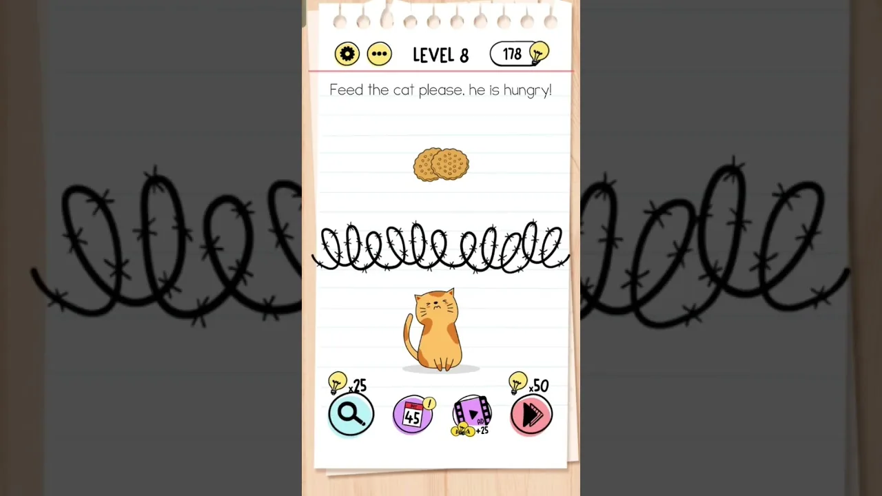 Brain Test Level 8 Feed the cat please, he is hungry gameplay screenshot