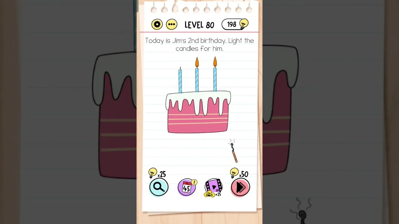 Brain Test Level 80 Today is Jim’s 2nd birthday gameplay screenshot