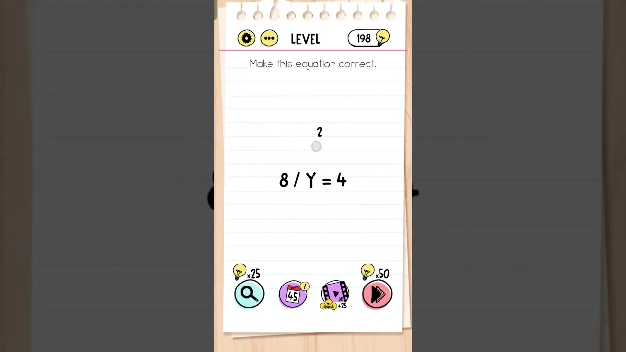 Brain Test Level 82 Make this equation correct gameplay screenshot